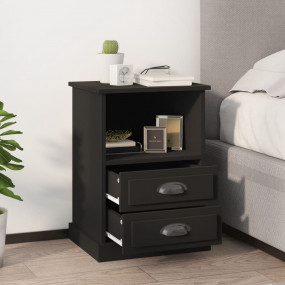 Bedside Cabinet Set of 2 Black Engineered wood Medium D...
