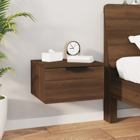 Wall-mounted Bedside Cabinet Brown oak Engineered wood