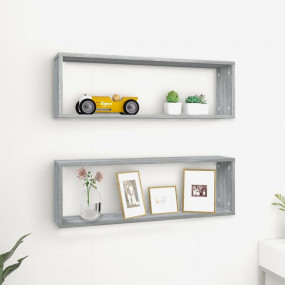 Wall Cube Shelf Set of 2 Grey Sonoma Engineered wood Me...