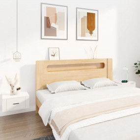 Wall-mounted Bedside Cabinet Set of 2 White Engineered ...