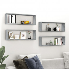 Wall Cube Shelf Set of 4 Gray Sonoma Engineered wood