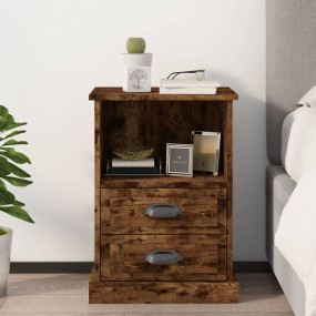 Bedside Cabinet Smoked Oak Engineered Wood 16.9x14.2x23...