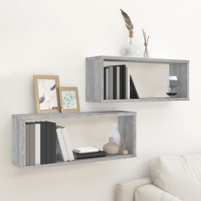 Wall Cube Shelf Set of 2 Grey Sonoma Engineered wood