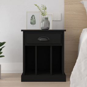Bedside Cabinet Black Engineered wood Compact Bedside C...