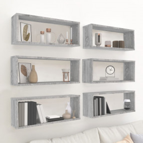 Wall Cube Shelf Set of 6 Gray Sonoma Engineered wood Me...