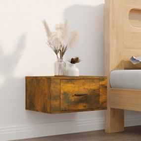 Wall-mounted Bedside Cabinet Smoked oak Engineered wood