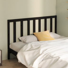 Bed Headboard Black Solid pine wood Medium Decorative I...