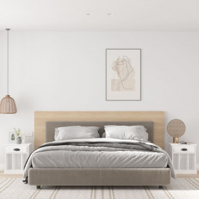 Bedside Cabinet Set of 2 High gloss white Engineered wo...
