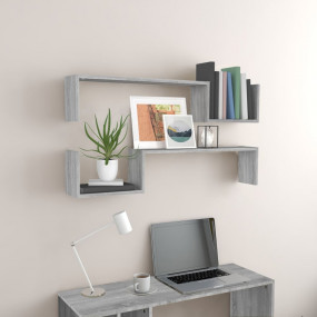 Wall Shelf Set of 2 Grey Sonoma Engineered Wood Standar...