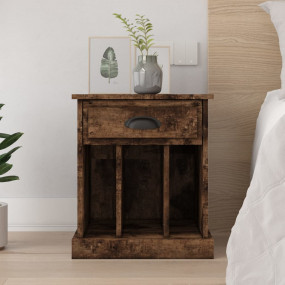 Bedside Cabinet Smoked Oak Engineered wood 16.9 x 14.2 ...