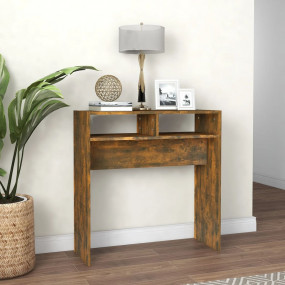 Console Table Smoked Oak Engineered Wood Standard Stora...