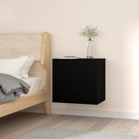 Wall-mounted Bedside Cabinet Black Engineered wood Medi...