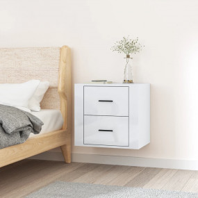 Wall-mounted Bedside Cabinet High gloss white Engineere...