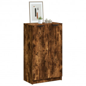 Shoe Cabinet Smoked Oak Engineered Wood 23.2 x 13.8 x 3...
