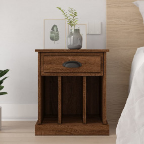 Bedside Cabinet Brown Oak Engineered Wood 16.9x14.2x19....
