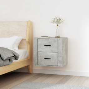 Wall-mounted Bedside Cabinet Concrete Grey Engineered W...