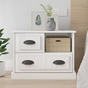 Bedside Cabinet High gloss white Engineered wood Medium