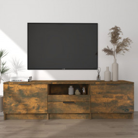 TV Cabinet Smoked Oak Engineered Wood 55.1 in width TV ...