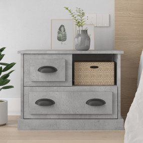 Bedside Cabinet Concrete Grey Engineered Wood Medium