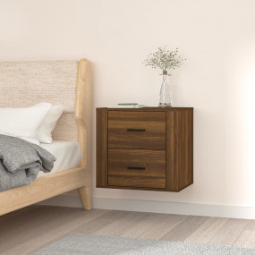 Wall-mounted Bedside Cabinet Brown oak Engineered wood