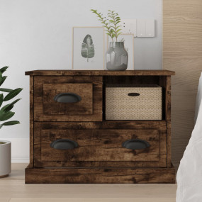 Nightstand Smoked Oak Engineered Wood Medium Nightstand