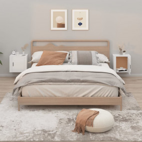 Wall-mounted Bedside Cabinet Set of 2 White Engineered ...