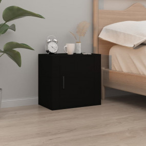 Wall-mounted Bedside Cabinet Black Engineered wood