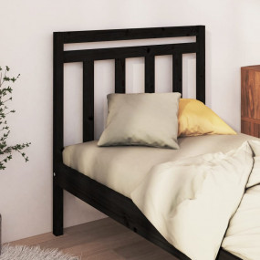 Bed Headboard Black Solid pine wood Double Decorative I...