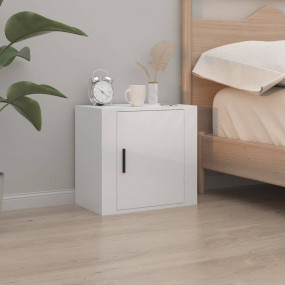 Wall-mounted Bedside Cabinet High Gloss White Engineere...