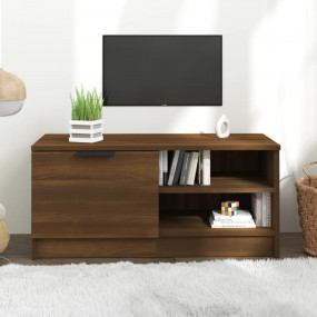 TV Cabinet Brown Oak Engineered Wood Compact TV Cabinet