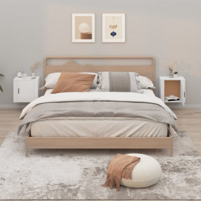Wall-mounted Bedside Cabinet Set of 2 High gloss white
