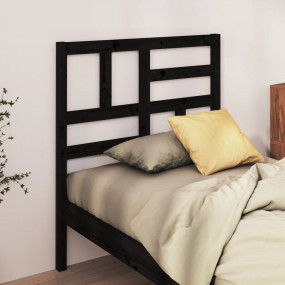 Bed Headboard Black Solid Pine Wood 37.8x1.6x40.9 in