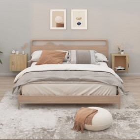 Wall-mounted Bedside Cabinet Set of 2 Sonoma Oak Engine...