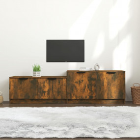 TV Cabinet Smoked Oak Engineered Wood Medium TV Cabinet