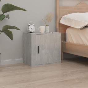 Wall-mounted Bedside Cabinet Concrete Grey Engineered w...
