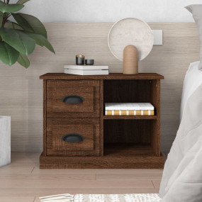 Bedside Cabinet Brown Oak Engineered wood Standard