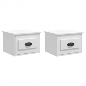 Wall-mounted Bedside Cabinet Set of 2 High gloss white