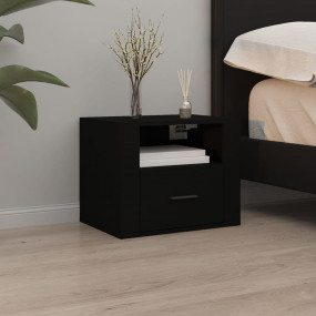 Wall-mounted Bedside Cabinet Black Engineered wood Stan...