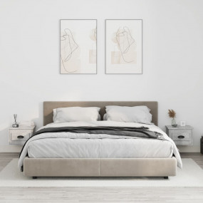 Wall-mounted Bedside Cabinet Set of 2 Concrete grey Eng...