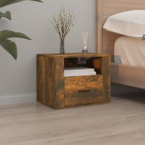 Wall-mounted Bedside Cabinet Smoked Oak Engineered Wood...