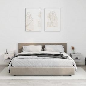 Wall-mounted Bedside Cabinet Set of 2 Gray sonoma Engin...