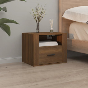 Wall-mounted Bedside Cabinet Brown Oak Engineered Wood ...