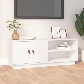 TV Cabinet White Solid pine wood Medium TV Cabinet Rect...