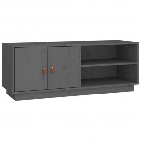 TV Cabinet Grey Solid Pine Wood Medium TV Cabinet Recta...