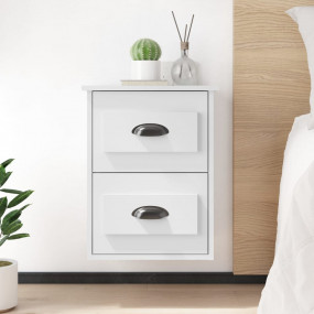 Wall-mounted Bedside Cabinet White Engineered wood Medi...