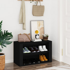 Shoe Rack Black Engineered Wood 29.5x13.8x17.7 in Shoe ...