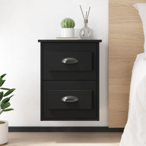 Wall-mounted Bedside Cabinet Black Engineered wood