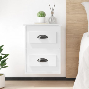 Wall-mounted Bedside Cabinet High gloss white Engineere...
