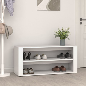 Shoe Rack White Engineered Wood 39.4x13.8x17.7 in Shoe ...