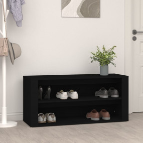 Shoe Rack Black Engineered wood Medium Shoe Rack Rectan...